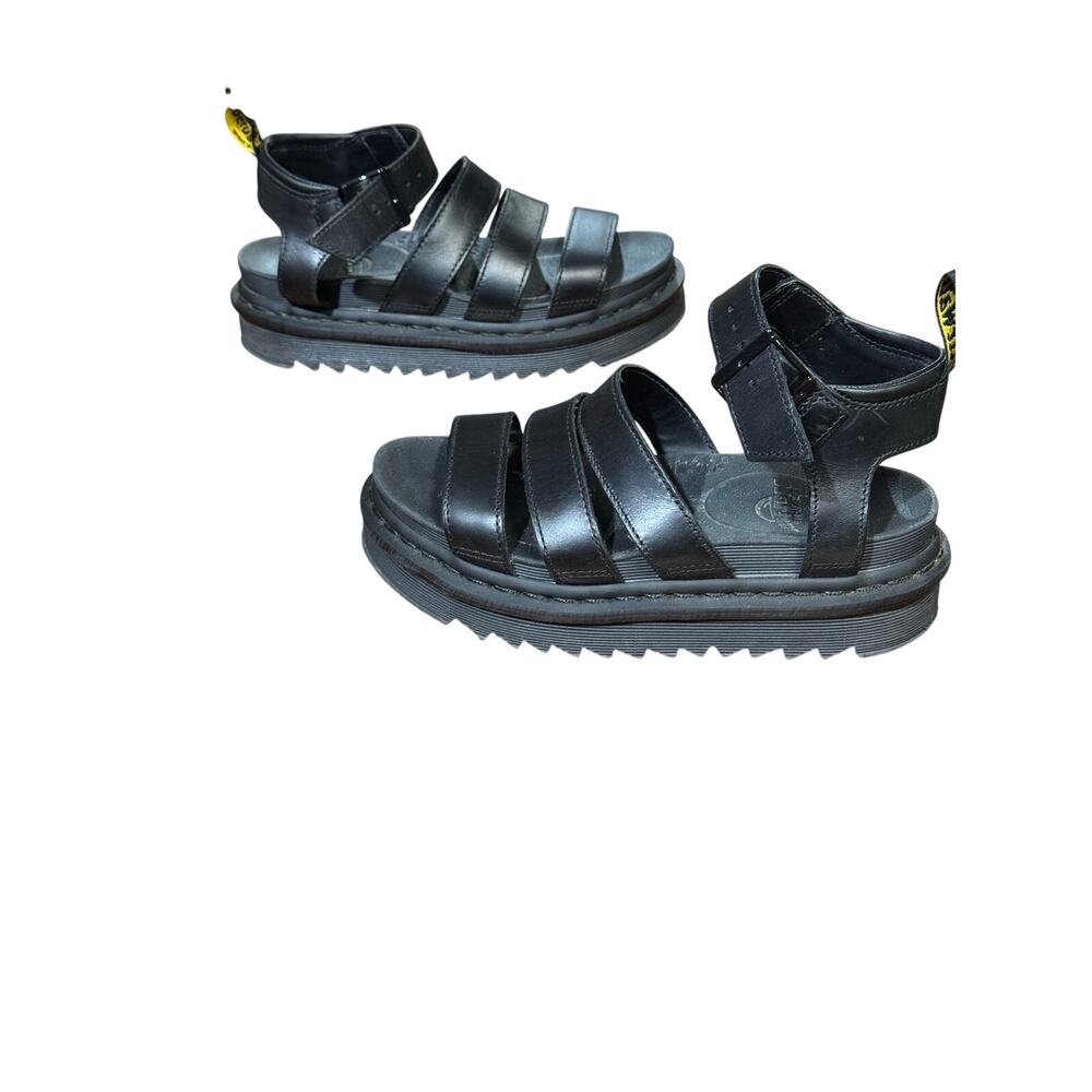 Dr. Martens Black Leather Chunky Strap Platform Sandals